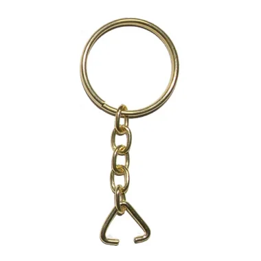 Anahtarlık Halkası, Halka + Zincir + Üçgen, 24mm, Altın, Sarı, 1000 Adet