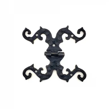 Antika Tarz Dekoratif Pirinç Süslü Menteşe - 100x90 Mm, Oksit