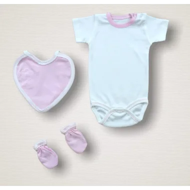 Baharın Çiçekli Kalbi Nakışlı %100 Cotton Antibakteriyel 10lu Zıbın Takımı Hastane Çıkışı