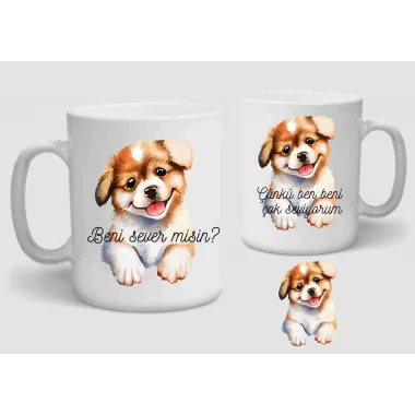 Baskılı Porselen Kupa Bardak Çift Taraflı Baskı 1 Adet Beni Severmisin