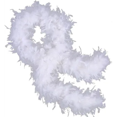 Beyaz Renk Kabarık Kalın Otriş Boa Tüy 6 Cm Genişlik 180-200 Cm Uzunluk