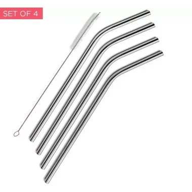 Çelik Pipet Paslanmaz Çelik Metal Meşrubat Pipeti Ve Pipet Temizleme Fırçası Seti 5 Parça