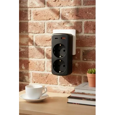 Çoklu Priz Yüksek Gerilim Korumalı 2’li Priz 1xusb 1xtype-c Çıkışlı Grup Priz Çoğaltıcı