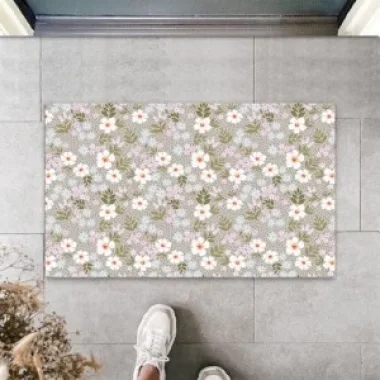 Dekoratif Dijital Papatya Çok Renkli Kapı Paspası Dış Mekan Paspas K-3107