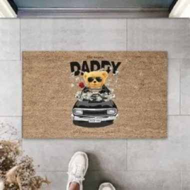 Dekoratif Dijital The Sugar Daddy Ayıcık Bej Kapı Paspası Dış Mekan Paspas K-3174
