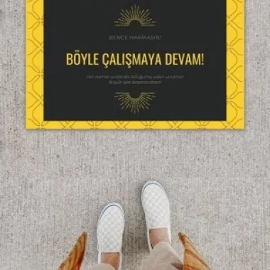 Dijital Baskı Dekoratif Not: Bence Harikasın Sarı-siyah Kapı Önü Paspası K-1275