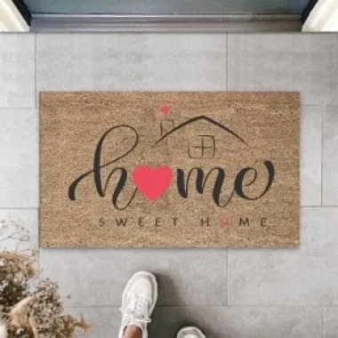 Dijital Home Sweet Home Kalpli Kahverengi Kapı Paspası Dış Mekan Paspas K-3057