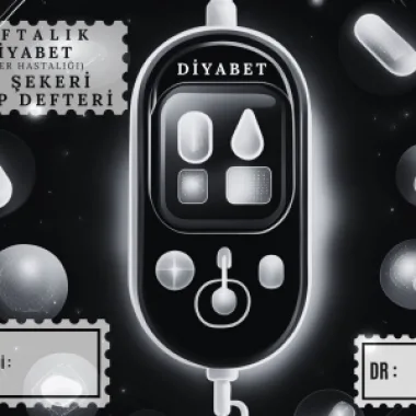 Diyabet Ölçüm Takip Çizelgesi Defteri A Kalite Özel Tasarım 3 Aylık A5 Siyah-beyaz