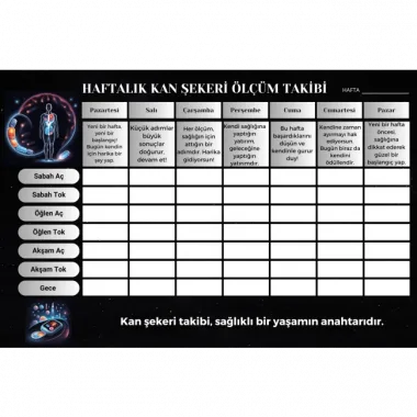 Diyabet Ölçüm Takip Çizelgesi Defteri A Kalite Özel Tasarım 3 Aylık A5 Siyah-beyaz