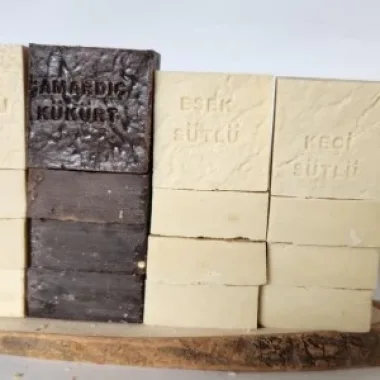 Doğal Üretim Sabunu Karışık (çam Ardıç Kükürt-bebek-eşek Sütlü-keçi Sütlü) 12li Set