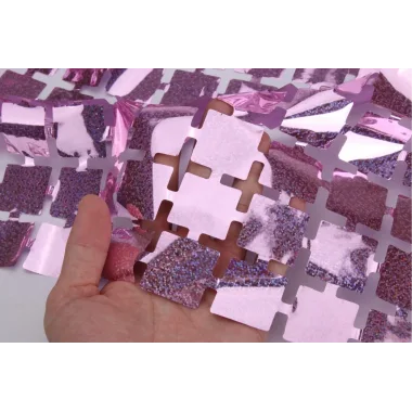 Ekstra Metalize Rose Gold Renk Disko Dikdörtgen Kesim Kapı Perdesi Dekorasyon 1x2 Metre