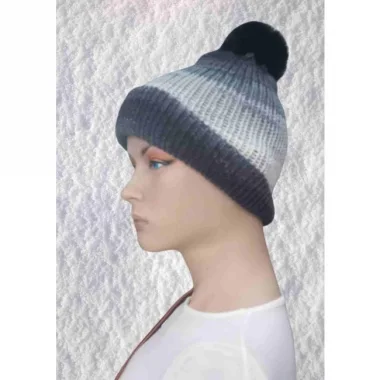 El Örgüsü Doğal Yün Ve Akrilik Karışımlı Sıcacık Kış Beresi Koyu Gri Karışık Renk