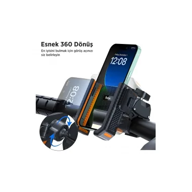 Gidon Bağlantılı Bisiklet Motosiklet İçin Esnek Abs 4-7.8″ İnç Telefon Tutucu 360° Dönebilen Tasarım