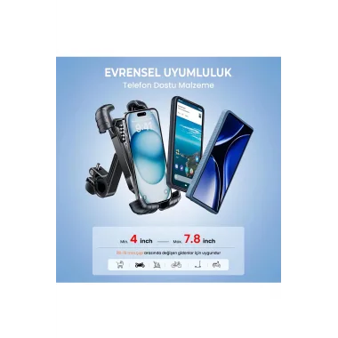 Gidon Bağlantılı Bisiklet Motosiklet İçin Esnek Abs 4-7.8″ İnç Telefon Tutucu 360° Dönebilen Tasarım