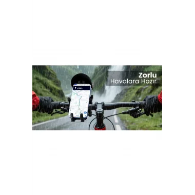 Gidon Bağlantılı Güneş Ve Yağmur Korumalı 360° Derece Ayarlanabilir Motosiklet Bisiklet Telefon Tutucu