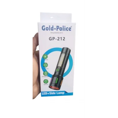 Gold Police Gp-212 Şarjlı Metal El Feneri | 1000 Lümen Polis Feneri Çakarlı