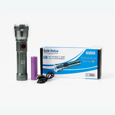 Gold Police Gp-216 Şarjlı El Feneri Güçlü Tg Led 2000 Lümen