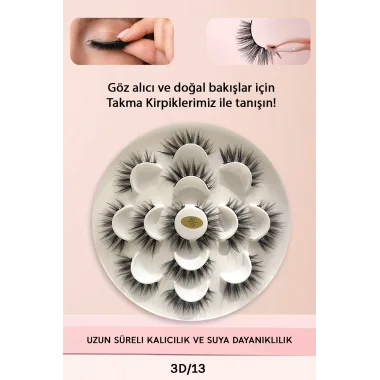 İpek Takma Kirpik 7 Çift 3d-13 Uzun Yoğun Görünüm News Sfey 997516