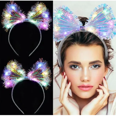 Işıltılı Fiber Fiyonk Gece Tacı Işıklı Ledli Eğlence Tacı 1 Adet 20x21 Cm