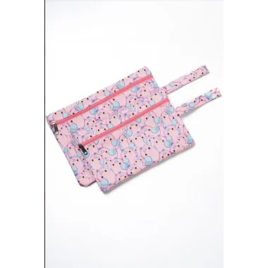 Islak/Kuru Kirli Temiz Kıyafet, Mayo, Bebek Çamaşır Çantası - Sıvı Geçirmez Pembe