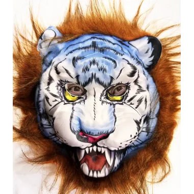 Kahverengi Saçlu Köpek Kurt Kaplan Maskesi Mega Peluş 34 No