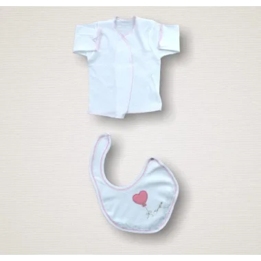 Kalpli Uçan Balon Nakışlı %100 Cotton Antibakteriyel 10lu Zıbın Takımı Hastane Çıkışı