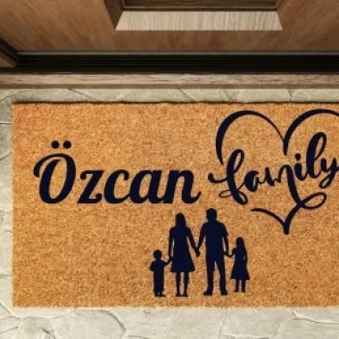 Kapı Önü Paspası Kişiye Özel Yazı Yazılır Koko Model Silüet Family Pk-1573