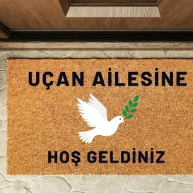 Kapı Önü Paspası Kişiye Özel Yazı Yazılır Koko Model Uçan Güvercin Pk-1590