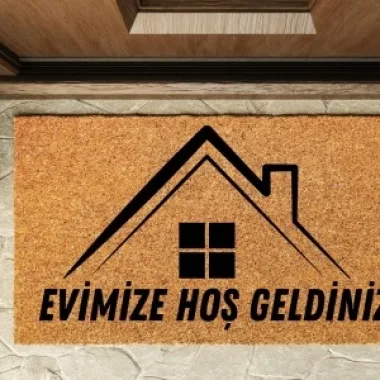 Kapı Önü Paspası Özel Tasarım Koko Model Çatı Evimize Hoşgeldiniz Pk-1524