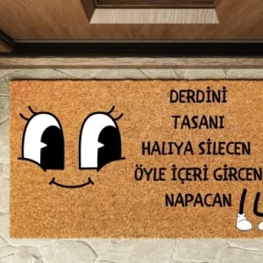 Kapı Önü Paspası Özel Tasarım Koko Model Derdini Tasanı Halıca Silecen Pk-1519