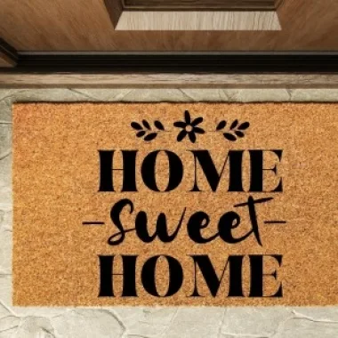 Kapı Önü Paspası Özel Tasarım Koko Model Home Sweet Home Çiçek Desenli Pk-1588