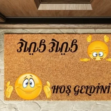 Kapı Önü Paspası Özel Tasarım Koko Model Hoşgeldiniz-güle Güle Pk-1551