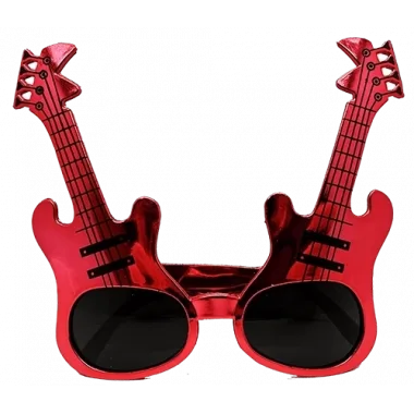 Kırmızı Renk Rockn Roll Gitar Şekilli Parti Gözlüğü 15x15 Cm