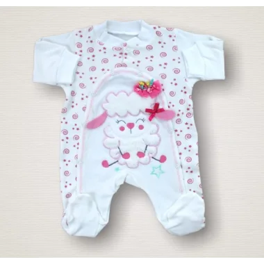 Kıvırcık Kuzu Nakışlı %100 Cotton Antibakteriyel 10lu Zıbın Takımı Hastane Çıkışı