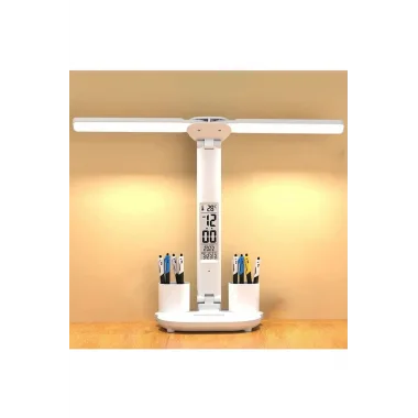 Led Dokunmatik Katlanabilir Masa Lambası Takvim Sıcaklık Saat Şarjlı Masa Lambası