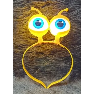 Led Işıklı Pilli 3 Farklı Modda Yanan Uzaylı Göz Parti Tacı Sarı Renk 18x12 Cm