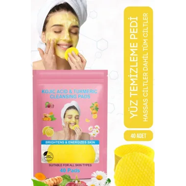 Leke Karşıtı Kojik Asit Ve Zerdeçal Yüz Temizleme Pedi – 40 Adet
