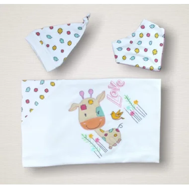 Love Zürafa Nakışlı %100 Cotton Antibakteriyel 10lu Zıbın Takımı Hastane Çıkışı