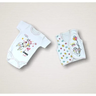 Love Zürafa Nakışlı %100 Cotton Antibakteriyel 10lu Zıbın Takımı Hastane Çıkışı