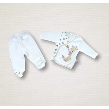 Love Zürafa Nakışlı %100 Cotton Antibakteriyel 10lu Zıbın Takımı Hastane Çıkışı