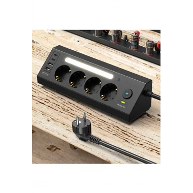 Lp764 Çoklu Gece Lambalı Priz Yüksek Gerilim Korumalı 4’lü Priz 2xusb 2xtype-c Çıkışlı Grup Priz Çoğaltıcı
