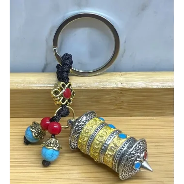 Metal Tibet Dua Çarkı Anahtarlık Alk4462