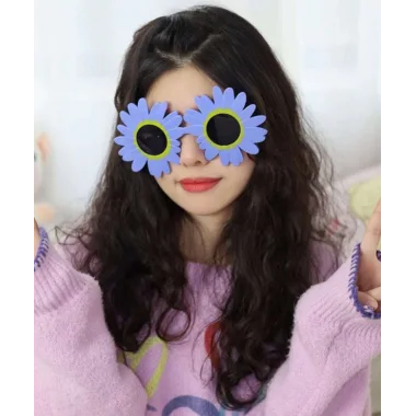 Mor Renk Papatya Şekilli Parti Gözlüğü 18x10 Cm