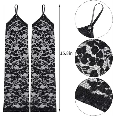 Parmak Askılı Zarif Gece Şıklığı Dantel Eldiven 40 Cm