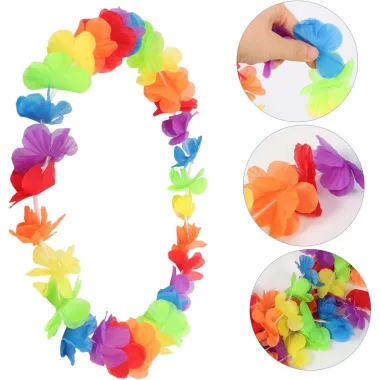 Hawaii Çiçekli Boyun Kolyesi - Renkli Tropikal Parti Leisi