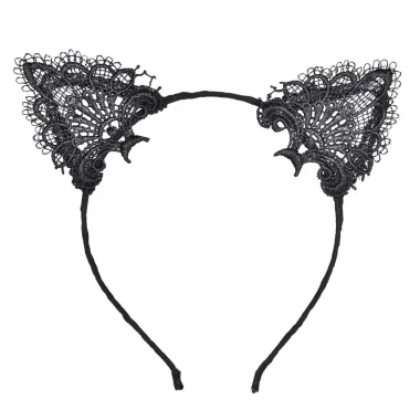 Siyah Kedi Dantel Taç + Eldiven Seti – Parti, Dans Ve Kostüm Kombini