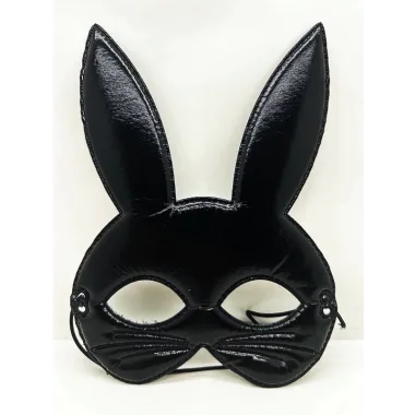 Siyah Renk Kumaş Malzemeden İmal Eva Tavşan Maskesi 19x15 Cm