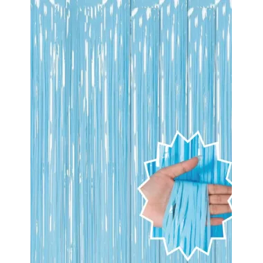 Soft Mavi Püsküllü Kapı Perdesi - Parti, Baby Shower, Sünnet Süsü, Cinsiyet Partisi 1x2 M