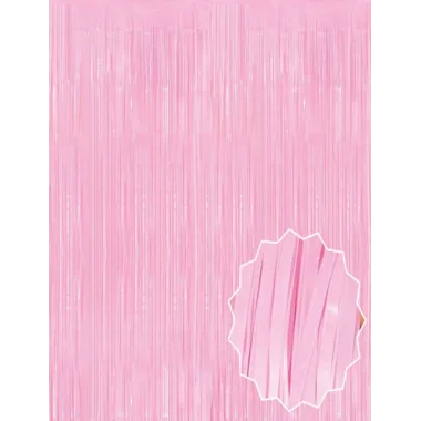 Soft Pembe Püsküllü Kapı Perdesi - Parti, Baby Shower, Cinsiyet Partisi 1x2 M