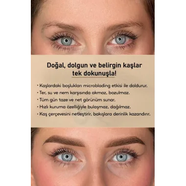 Suya Dayanıklı Çatal Uçlu Kaş Kalemi – 2’si 1 Arada Krem Microblading Etkili Eyeliner & Kaş Kalemi